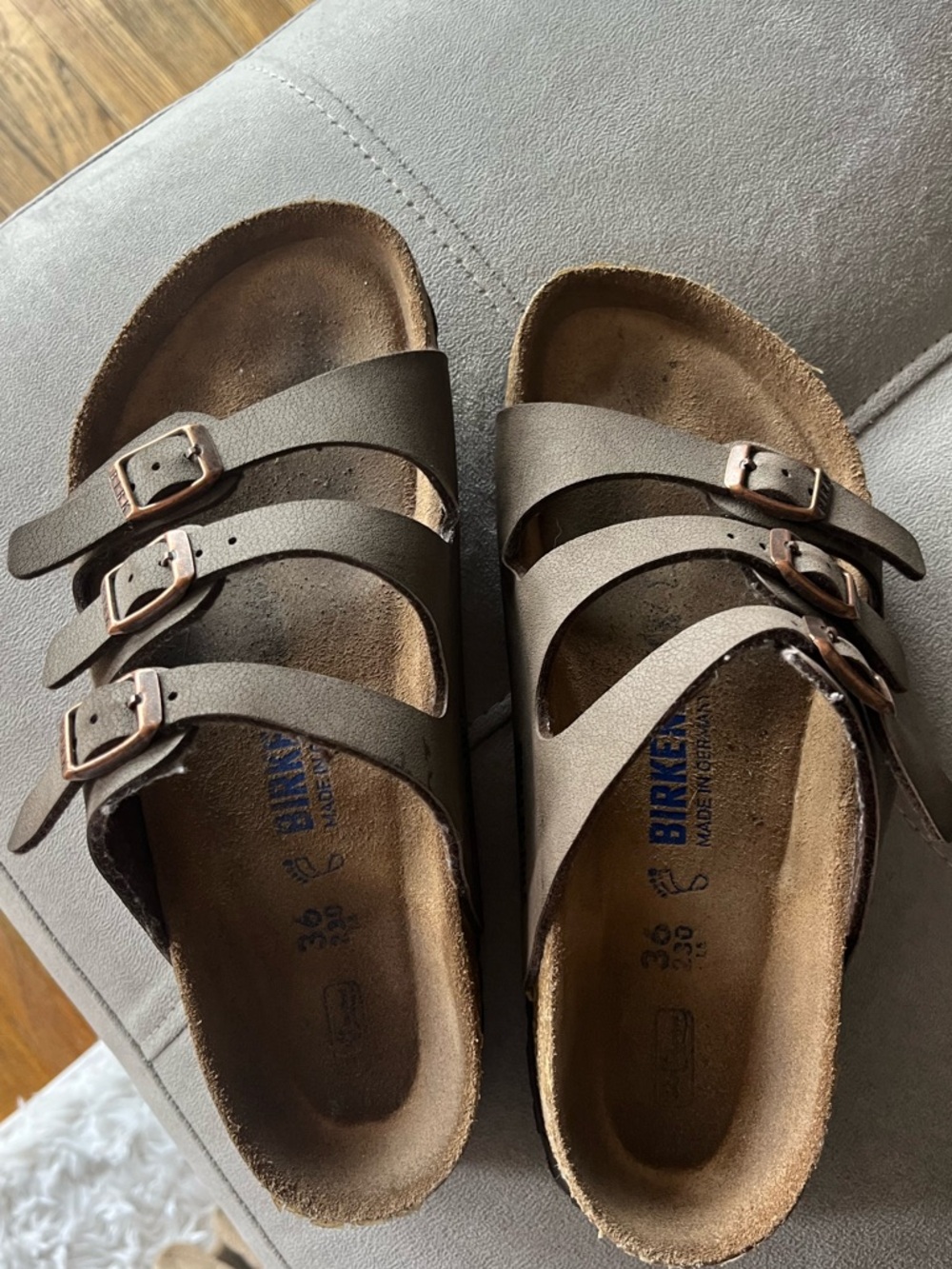 Birkenstock Brown Triple-Strap Cork Footbed Sandals